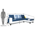 Adorn India Ashley Leatherette Fabric L Shape 6 Seater Sofa Set Digitel Print (Right Hand Side) (Blue & White) (3 Year Warranty)