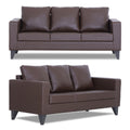 Adorn India Straight line Plus Leatherette 3+2 5 Seater Sofa Set (Brown) (3 Year Warranty)