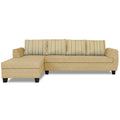 Raiden Stripes L Shape 6 Seater Sofa Set with Center Table (Left Hand Side) (Beige)