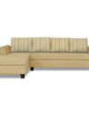 Adorn India Raiden Stripes L Shape 6 Seater Sofa Set with Center Table (Left Hand Side) (Beige)