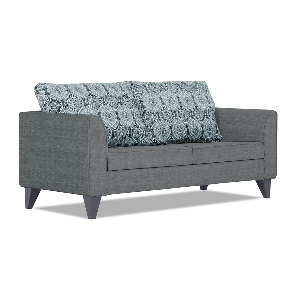 Adorn India Cortina Damask (3 Years Warranty) 3 Seater Sofa (Grey) Modern