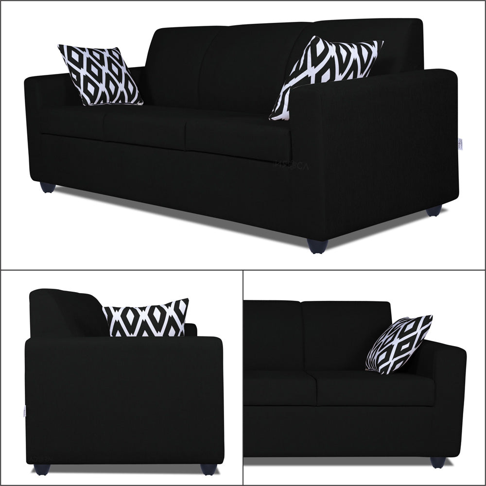 Adorn India Monteno Six Seater 3+2+1 Sofa Set (Black)