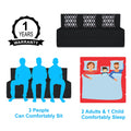 Adorn India Easy 3 Seater Sofa Cum Bed (Rhombus Pattern) Chennile Fabric - Washable Cover - Including 3 Cushion - Size 5' x 6' Ft (Black Color) Perfect for Home & Office for Guests