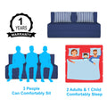 Adorn India Foam Easy Alyn Plus Stripes 3 Seater Sofa Cum Bed (5X6) (Blue) (1 Year Warranty)