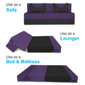 Adorn India Easy Desmond 4 Seater Sofa Cum Bed 6 x 6 (Purple & Black) (1 Year Warranty)