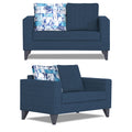 Adorn India Hallton Digitel Print Cushion 3+2 5 Seater Sofa Set (Blue) (3 Year Warranty)