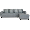 Raiden Stripes L Shape 6 Seater Sofa Set with Center Table (Right Hand Side) (Grey)