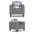 Adorn India Hallton Digital Print Cushion 3-1-1 Five Seater Sofa Set (Grey) (3 Year Warranty)
