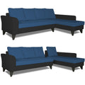 Adorn India Maddox Plain Two Tone L Shape 6 Seater Sofa Set RHS (Blue & Black) (3 Year Warranty)