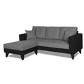 Adorn India Martin L Shape 4 Seater Sofa Set Two Tone - Left Hand Side (Grey & Black) (3 Year Warranty)
