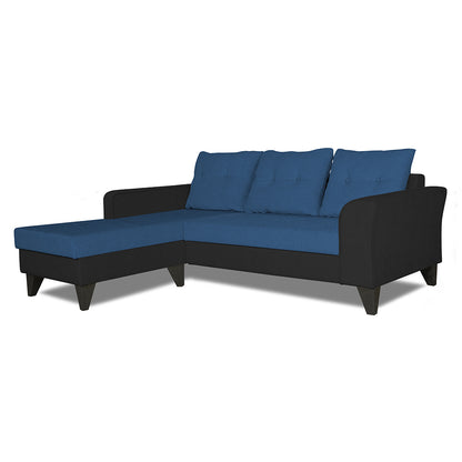 Adorn India Maddox Tufted L Shape 4 Seater Sofa Set LHS (Blue & Black) (3 Year Warranty)