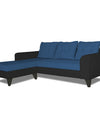 Adorn India Maddox L Shape 4 Seater Sofa Set Tufted Two Tone (Left Hand Side) (Blue & Black)