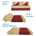 Adorn India Easy Desmond 3 Seater Sofa Cum Bed 5 x 6 (Maroon & Beige) (1 Year Warranty)