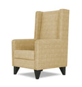 Adorn India Christopher 1 Seater Wing Chair Decent with Puffy (Beige)