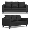 Adorn India Straight line Plus Leatherette 3+2 5 Seater Sofa Set (Black) (3 Year Warranty)