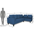 Adorn India Bryson L Shape 6 Seater Sofa Set Plain (Right Hand Side) (Blue) (3 Year Warranty)