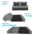 Adorn India Foam Easy Boom 2 Seater Sofa Cum Bed 4 X 6 (Grey & Black) (1 Year Warranty)