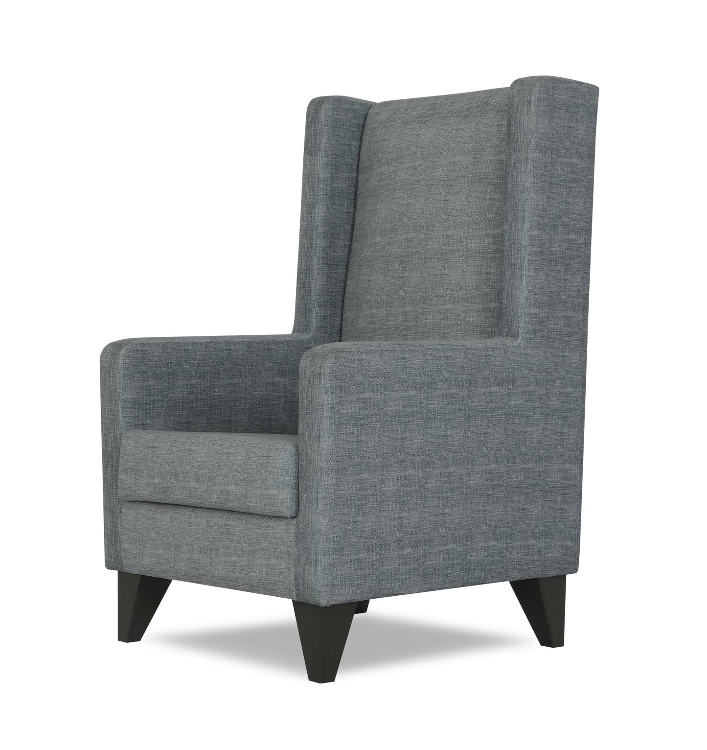 Adorn India Christopher 1 Seater Wing Chair Decent with Puffy (Grey)