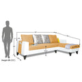 Adorn India Ashley Leatherette Fabric L Shape 6 Seater Sofa Set Digitel Print (Right Hand Side) (Beige & White) (3 Year Warranty)