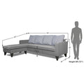 Adorn India Chandler Stripes L Shape 5 Seater Sofa Set LHS (Grey) (3 Year Warranty)