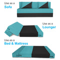 Adorn India Foam Easy Desmond 4 Seater Sofa Cum Bed 6 X 6 (Aqua Blue & Black) (1 Year Warranty)