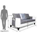 Adorn India Ashley Digitel Print Leatherette Fabric 3 Seater Sofa (Grey & White) (3 Year Warranty)