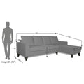 Adorn India Hallton Plain L Shape 6 Seater Sofa Set RHS (Grey) (3 Year Warranty)