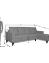 Adorn India Hallton L Shape 5 Seater Sofa Set Plain (Right Hand Side) (Grey)