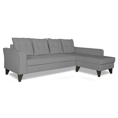 Adorn India Maddox L Shape 5 Seater Sofa Set Tufted (Right Hand Side) (Grey)