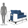 Adorn India Ashley Plain Leatherette Fabric 2 Seater Sofa (Blue & White) (3 Year Warranty)