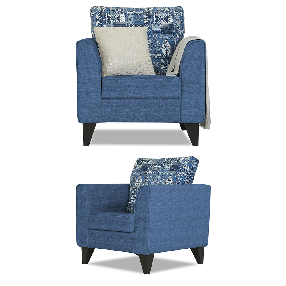 Adorn India Sheldon Crafty 3+1+1 5 Seater Sofa Set with Centre Table (Blue)