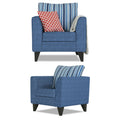 Adorn India Lawson Stripes 3+1+1 5 Seater Sofa Set with Centre Table (Blue)