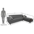 Adorn India Blazer L Shape 6 Seater Sofa Set (Right Side) (Grey)