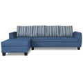 Raiden Stripes L Shape 6 Seater Sofa Set with Center Table (Left Hand Side) (Blue)