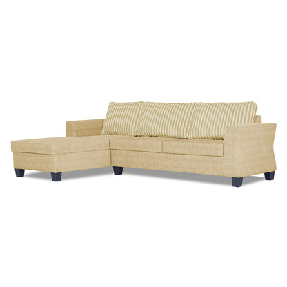 Adorn India Alexia Plus L Shape 5 Seater Sofa Set Stripes (Left Hand Side) (Beige)