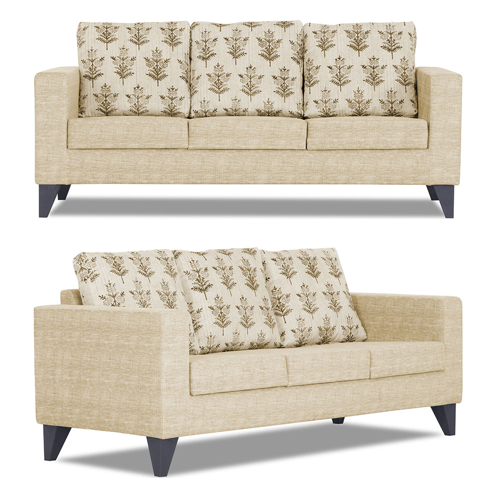 Adorn India Straight line Plus Leaf 3+2+1 6 Seater Sofa Set (Beige)