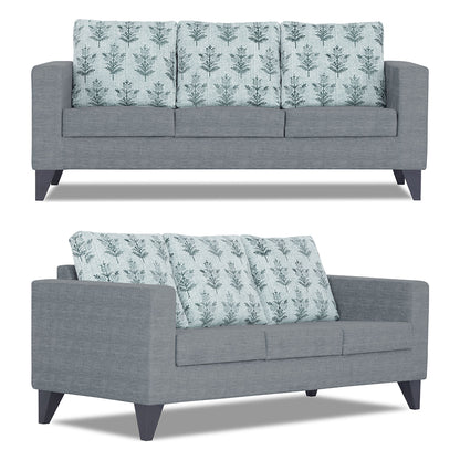 Adorn India Straight line Plus Leaf 3+1+1 5 Seater Sofa Set (Grey)