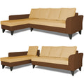 Adorn India Maddox Plain Two Tone L Shape 6 Seater Sofa Set LHS (Brown & Beige) (3 Year Warranty)