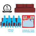 Adorn India Easy Alyn Plus Decent 4 Seater Sofa Cum Bed (6x6) (Maroon)(1 Year Warranty)