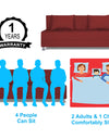 Adorn India Easy Alyn Plus Decent 4 Seater Sofa Cum Bed (6x6) (Maroon)