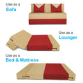 Adorn India Easy Boom 2 Seater Sofa Cum Bed 4 x 6 (Red & Beige) (1 Year Warranty)