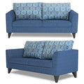 Adorn India Cortina Damask 3+2 5 Seater Sofa Set with Centre Table (Blue)