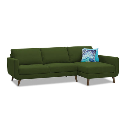 Adorn India Damian L Shape 6 Seater Sofa Set Right Hand Side (Green)