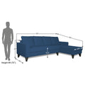 Adorn India Hallton Plain L Shape 6 Seater Sofa Set RHS (Blue) (3 Year Warranty)