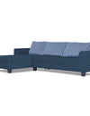 Adorn India Alexia Plus L Shape 5 Seater Sofa Set Stripes (Left Hand Side) (Blue)