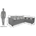 Adorn India Poland L Shape 6 Seater Sofa Set (Right Side) (Grey)