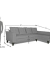 Adorn India Maddox L Shape 6 Seater Sofa Set Tufted (Right Hand Side) (Grey)
