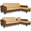 Adorn India Maddox Plain Two Tone L Shape 6 Seater Sofa Set RHS (Brown & Beige) (3 Year Warranty)