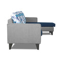 Adorn India Hallton L Shape 4 Seater Sofa Set Digital Print (Blue & Grey) (3 Year Warranty)