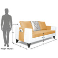 Adorn India Ashley Digitel Print Leatherette Fabric 3 Seater Sofa (Beige & White)